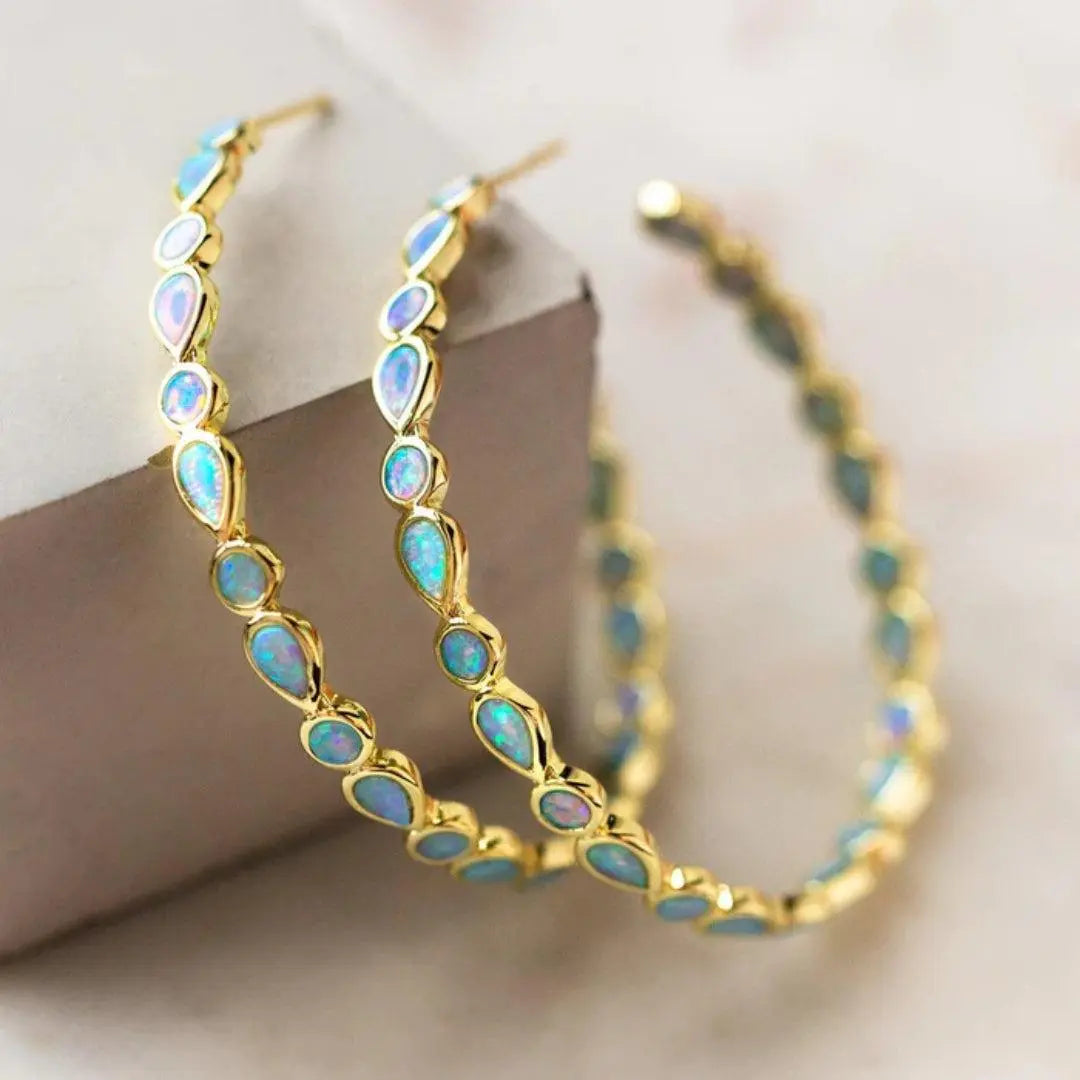 Ilse - Vintage-Ohrringe aus blauem Opal und Gold
