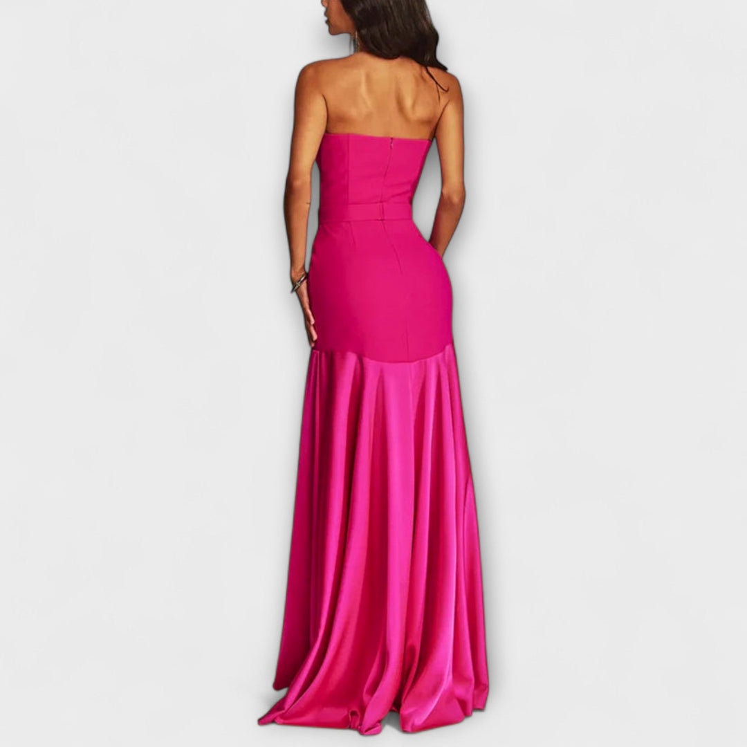 Christa - Schulterfreies Maxikleid mit V-Ausschnitt
