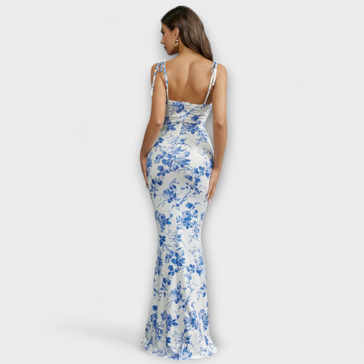 Kathrin - Floral Print Prom Dress mit gebundenen Schulterträgern
