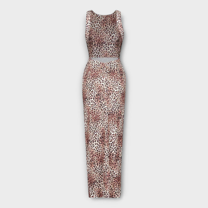 Lina - Maxikleid mit Leopardenmuster und Rückenfreischnitt