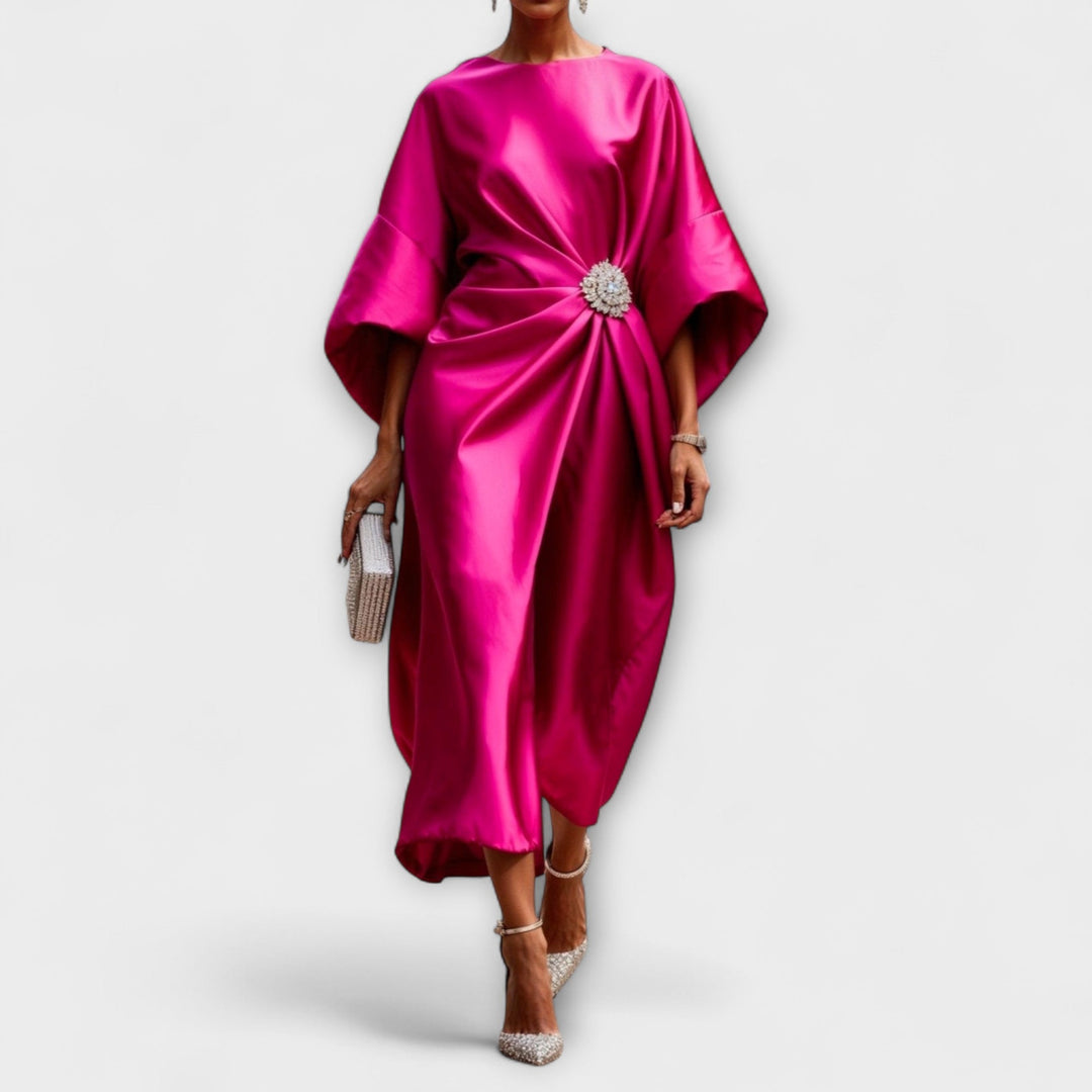 Oda - Luxe Shimmer Satin Langkleid