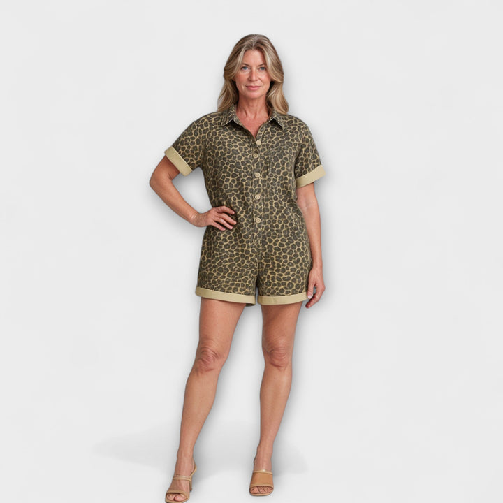 Monika - Hemd-Jumpsuit mit Leopardenmuster