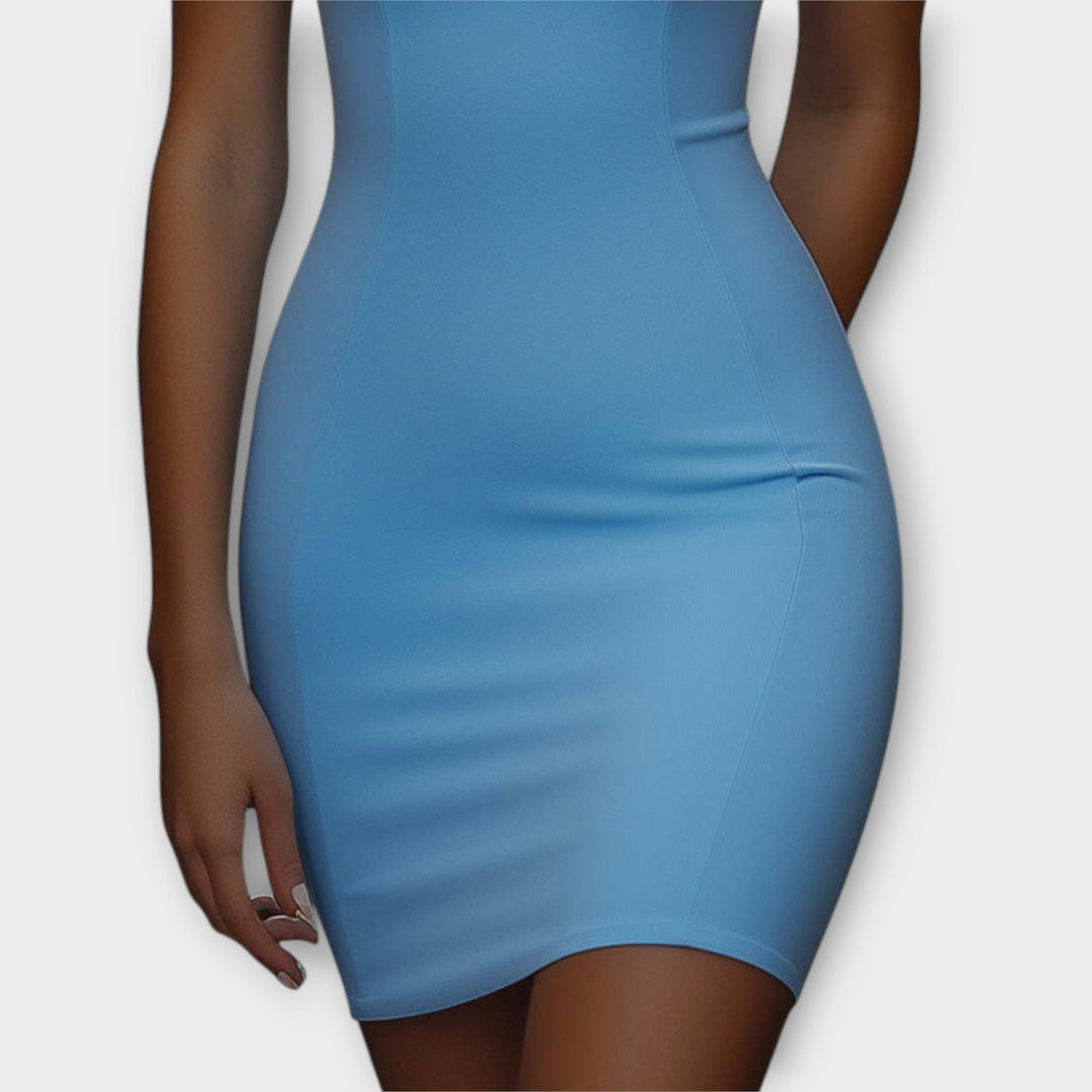 Carina - Blaues Stretch Bodycon Mini Kleid