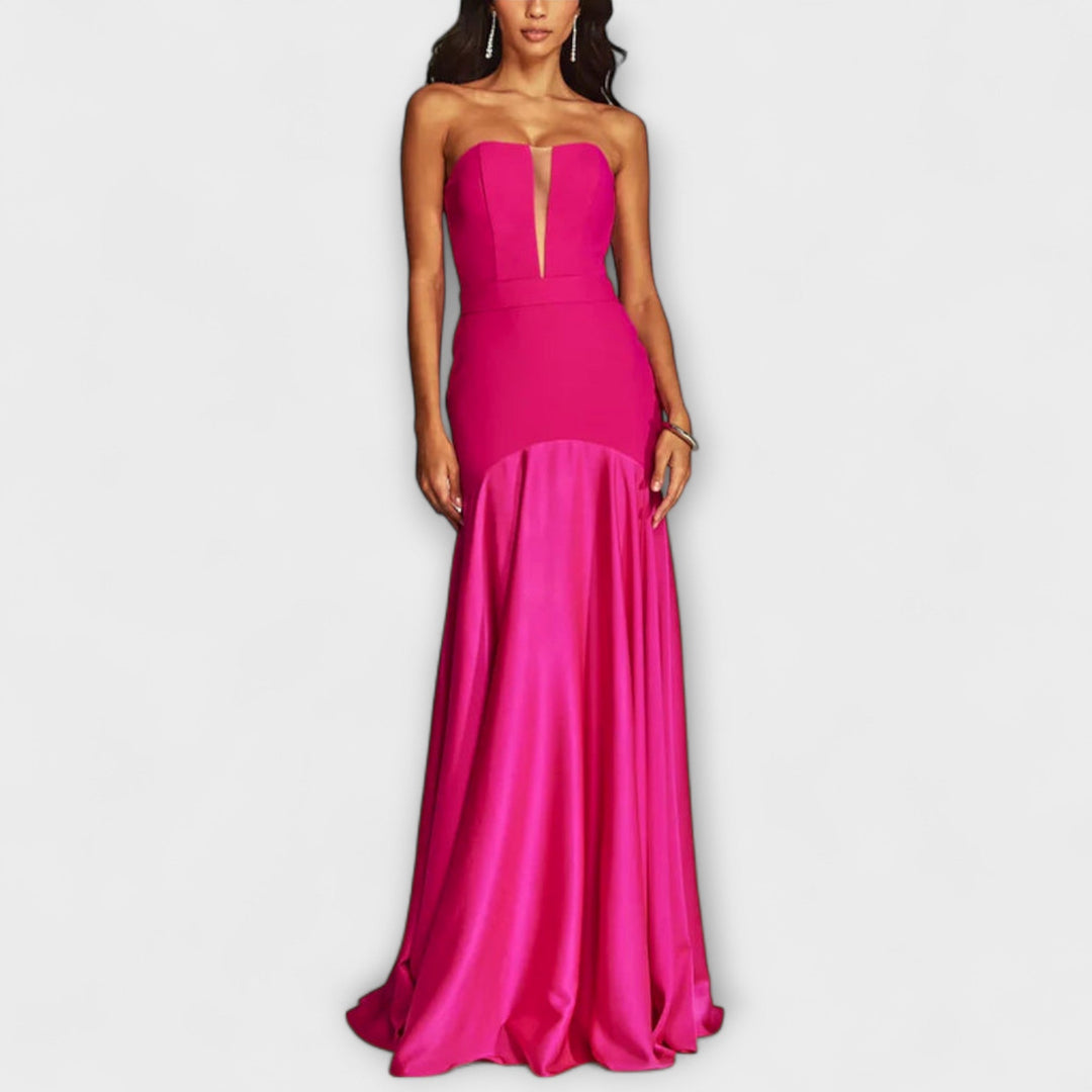 Christa - Schulterfreies Maxikleid mit V-Ausschnitt