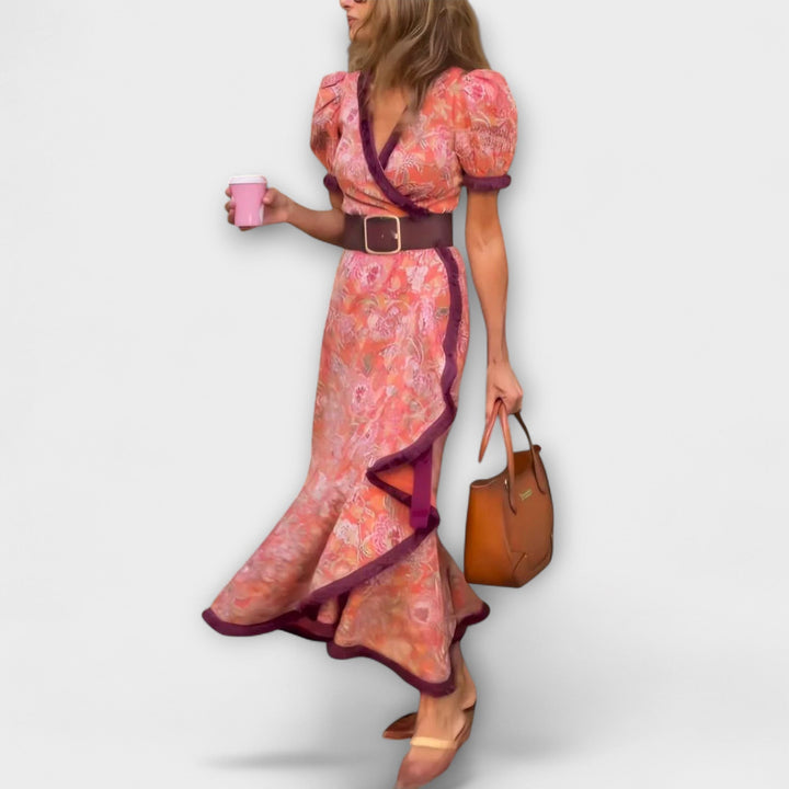 Jacqueline - Elegantes Maxi-Kleid mit kurzen Ärmeln