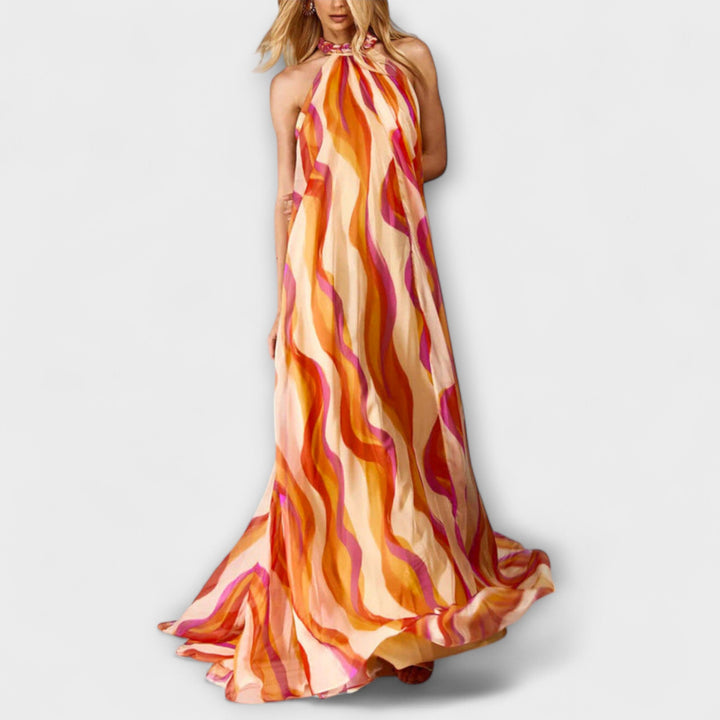 Erika - Schickes geflochtenes Maxikleid mit Wellenmuster