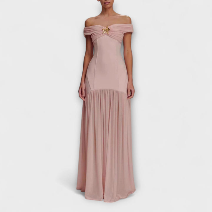 Gretchen - Schickes trägerloses Bodycon-Maxikleid mit floralen Verzierungen