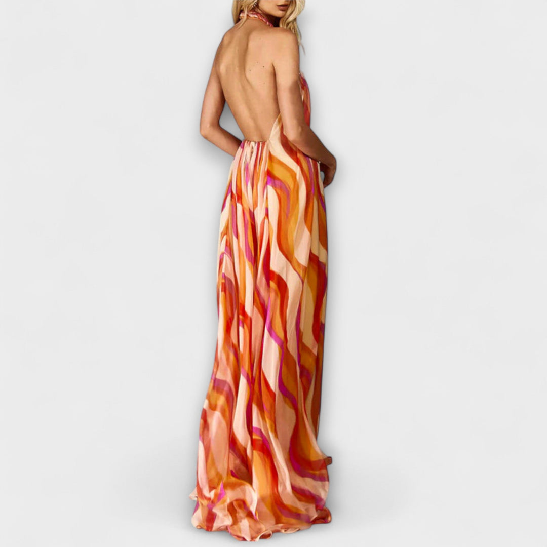 Erika - Schickes geflochtenes Maxikleid mit Wellenmuster