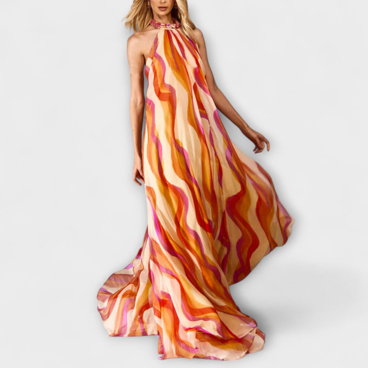 Erika - Schickes geflochtenes Maxikleid mit Wellenmuster