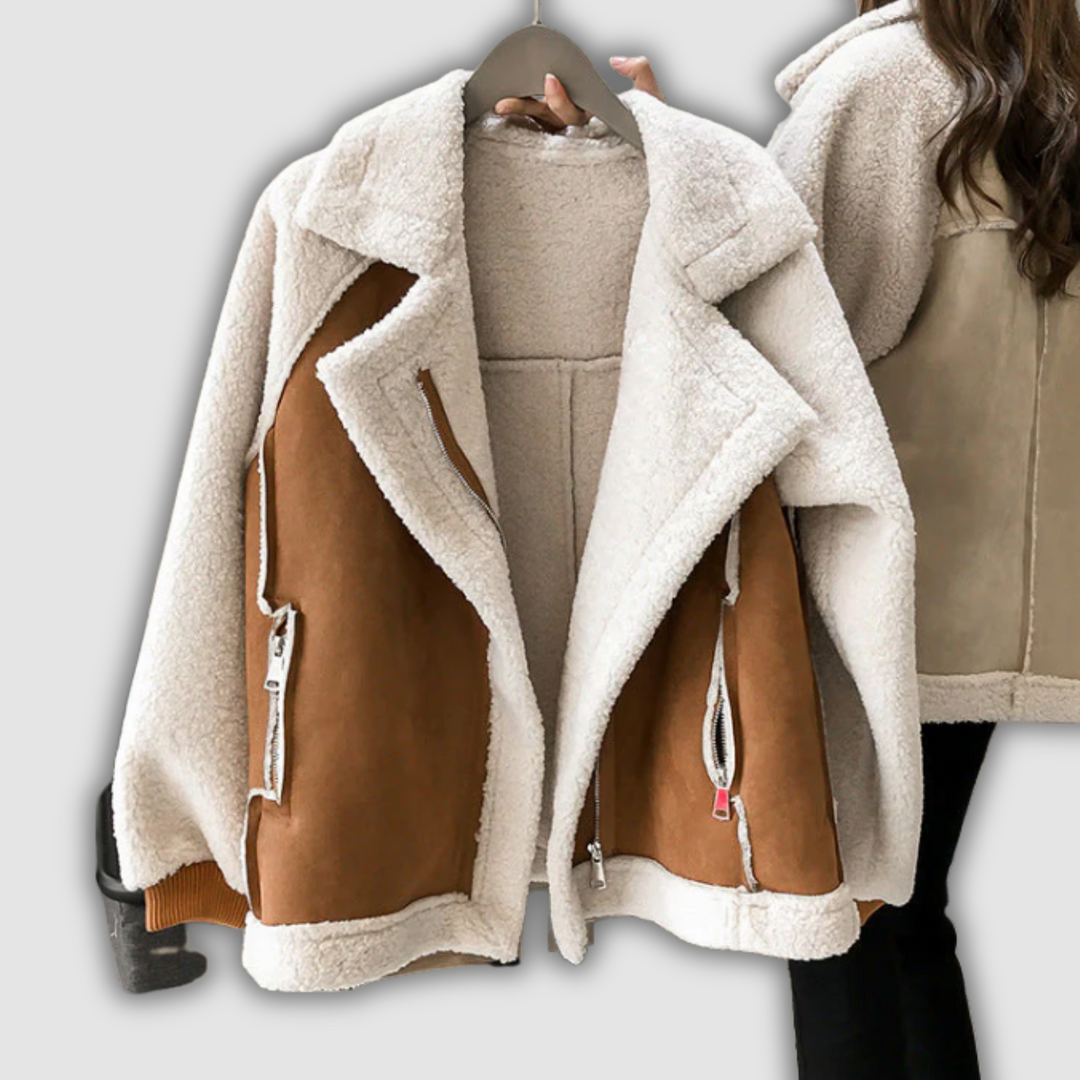 Anna - Jacke mit Reißverschluss aus Kunst-Lammfell
