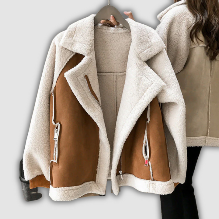 Anna - Jacke mit Reißverschluss aus Kunst-Lammfell