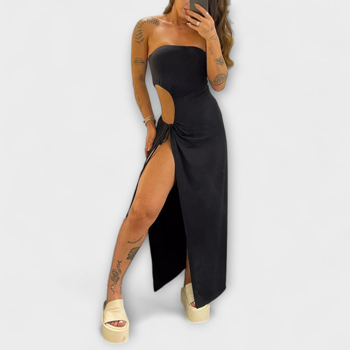 Dorle - Bandeau-Tie Bodysuit-Kleid mit Seitenschlitzen