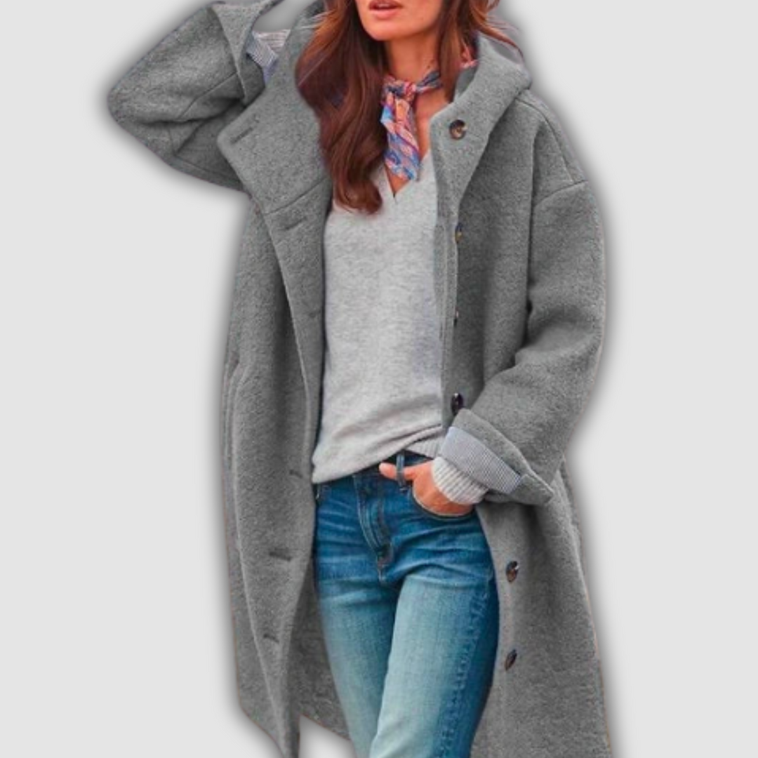 Lara - Eleganter Mantel mit langen Ärmeln und Knöpfen