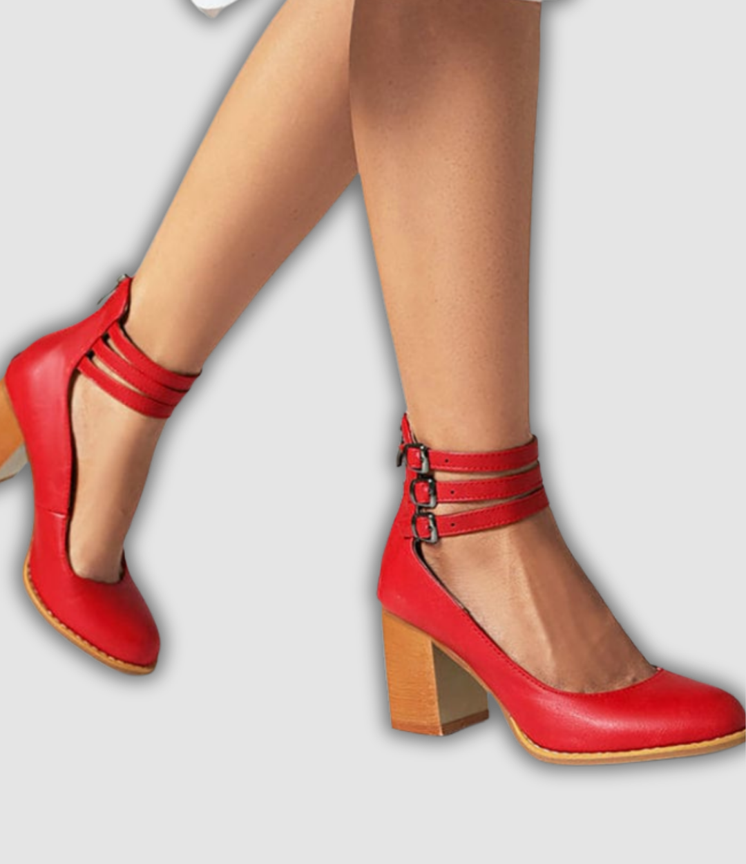 Friderun - Absatzschuhe mit drei Schnallen
