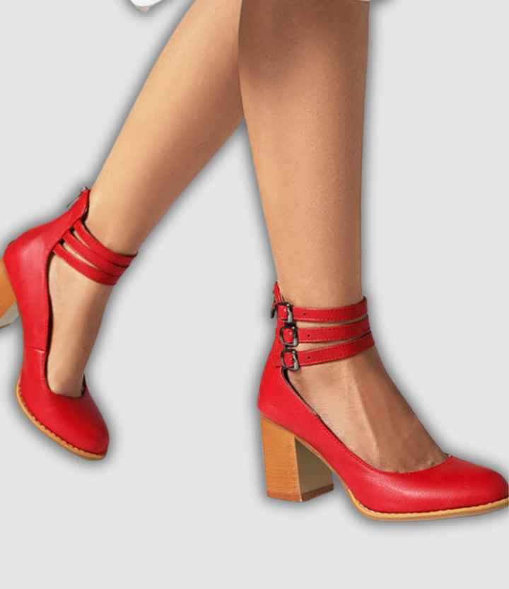 Friderun - Absatzschuhe mit drei Schnallen