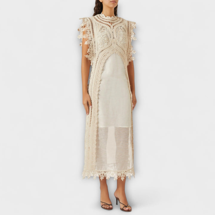 Leonie - Gewebtes Hohles Organza Maxikleid