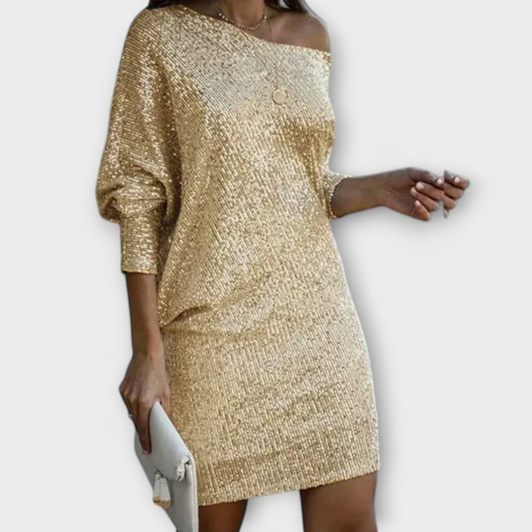 Ella - Partykleid mit Pailletten und Kontrast