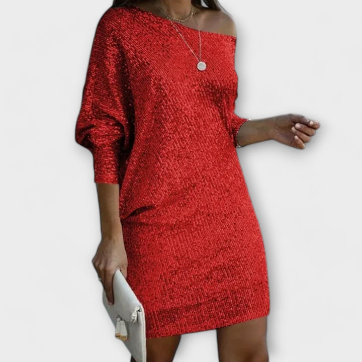 Ella - Partykleid mit Pailletten und Kontrast