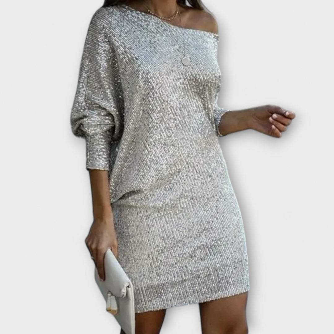 Ella - Partykleid mit Pailletten und Kontrast