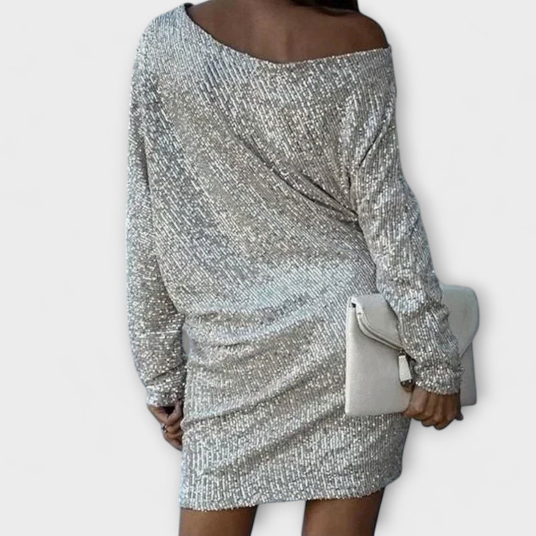 Ella - Partykleid mit Pailletten und Kontrast