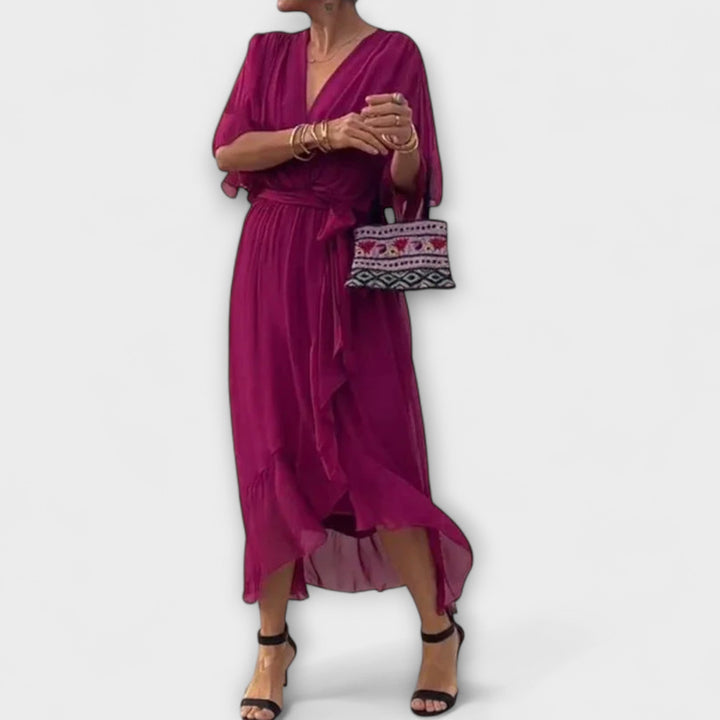 Ines - Chiffonkleid mit V-Ausschnitt