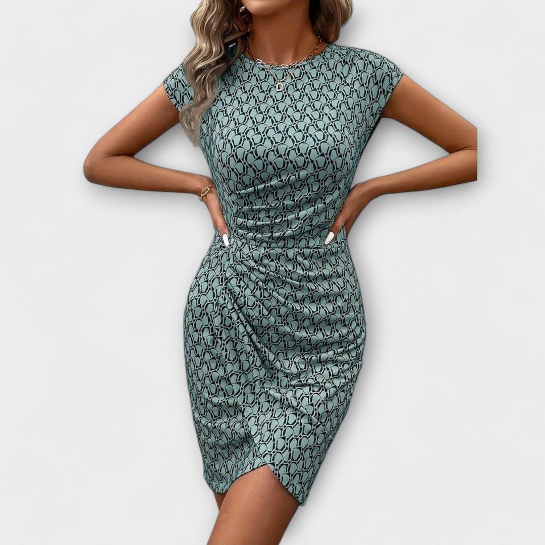 Silke - Kurzärmeliges Tulpenkleid mit Allover-Druck