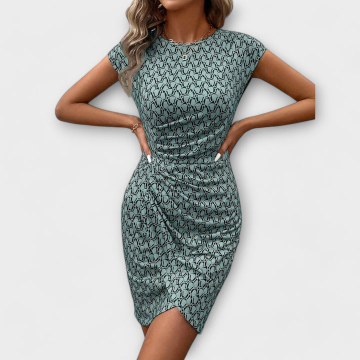Silke - Kurzärmeliges Tulpenkleid mit Allover-Druck