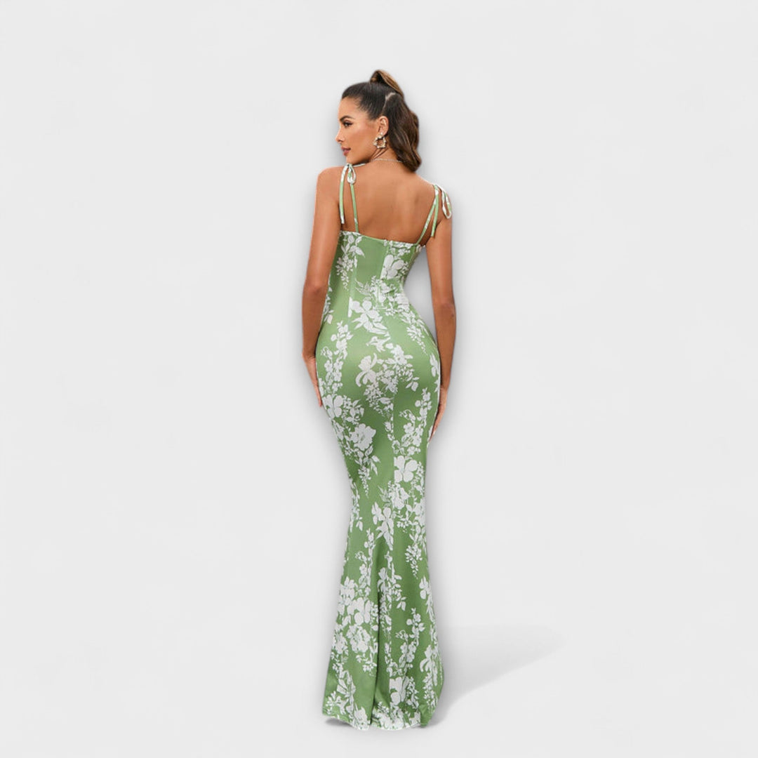 Kathrin - Floral Print Prom Dress mit gebundenen Schulterträgern