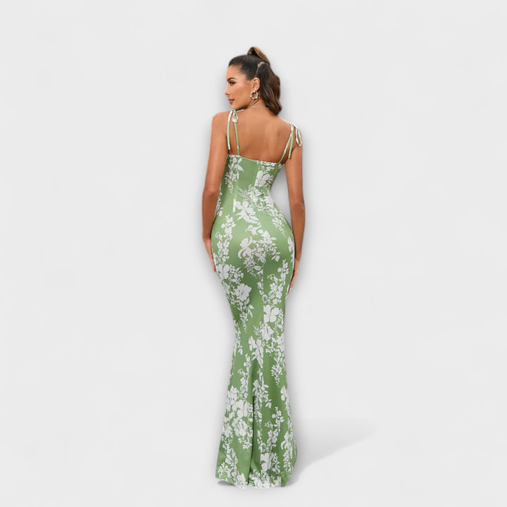 Kathrin - Floral Print Prom Dress mit gebundenen Schulterträgern