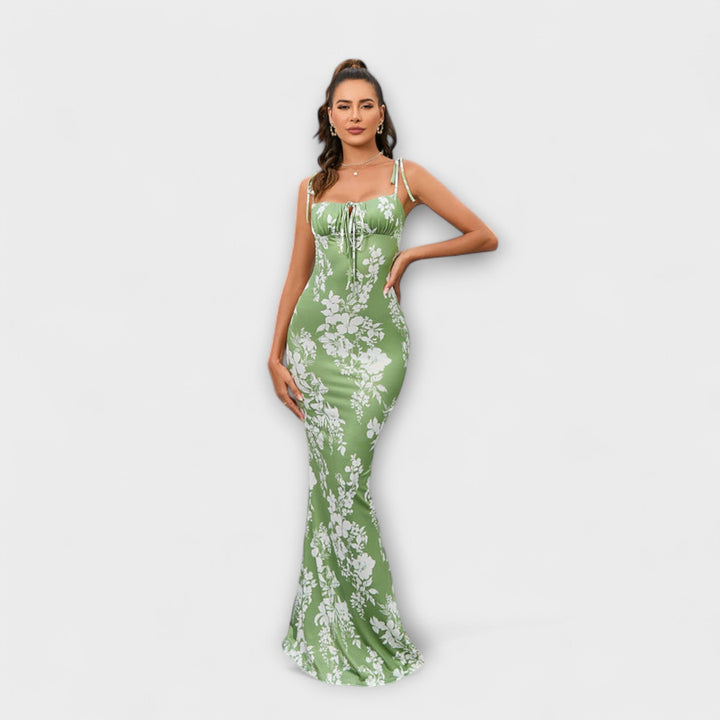 Kathrin - Floral Print Prom Dress mit gebundenen Schulterträgern