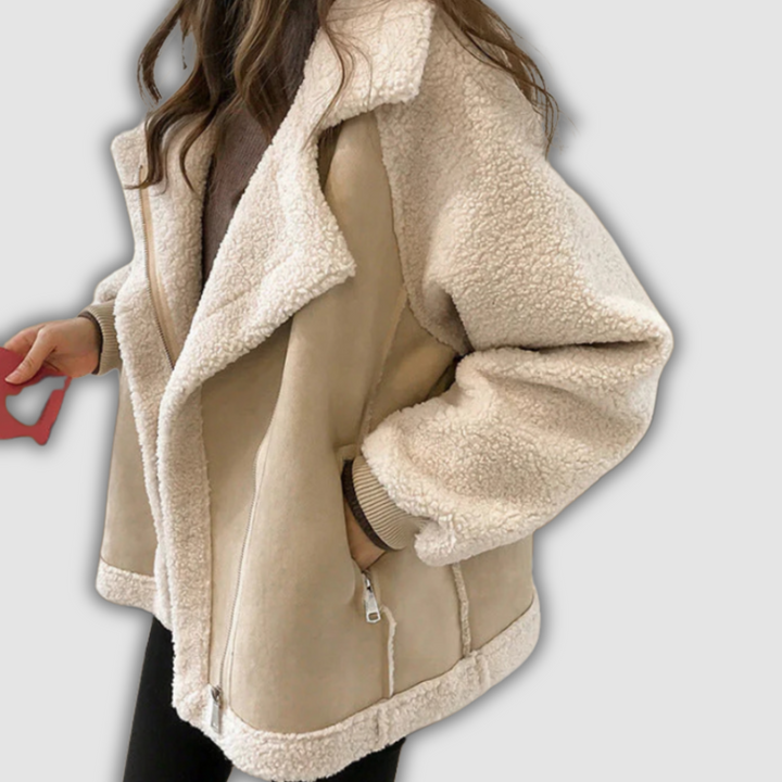 Anna - Jacke mit Reißverschluss aus Kunst-Lammfell