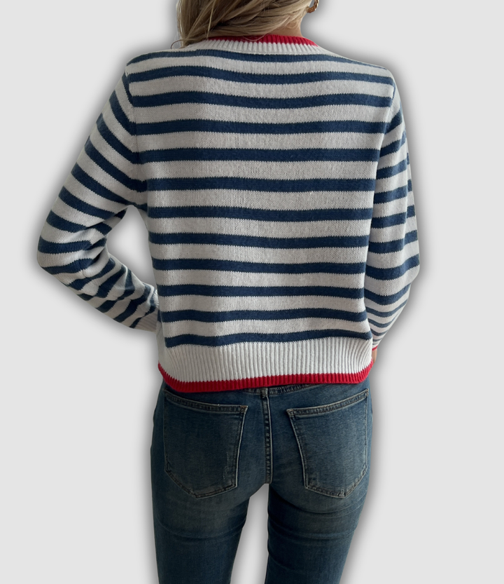 Christa - Gestreifter Rundhals Pullover