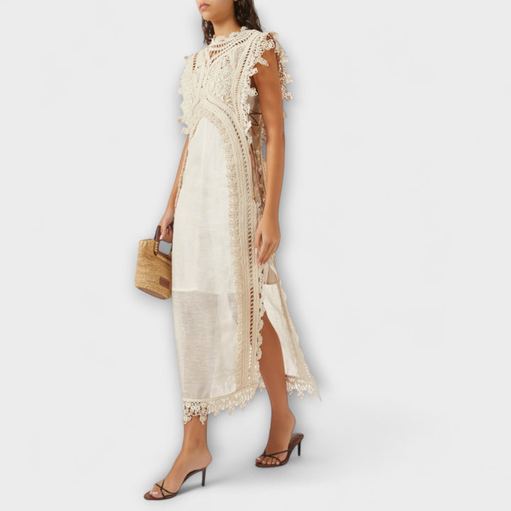 Leonie - Gewebtes Hohles Organza Maxikleid
