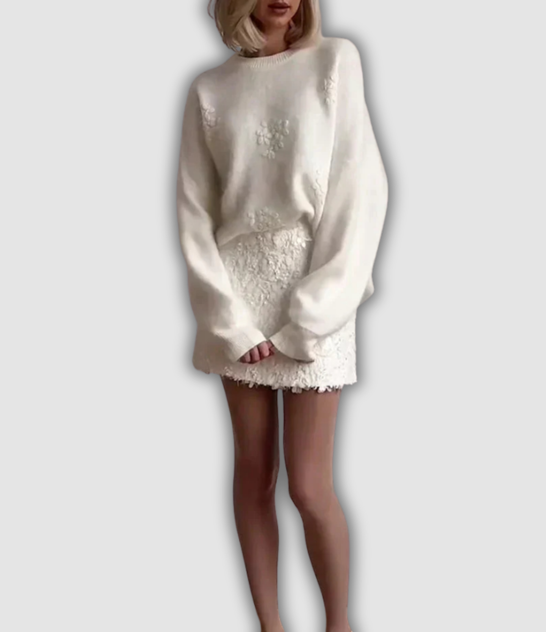 Undine - Bestickter Blumen Pullover
