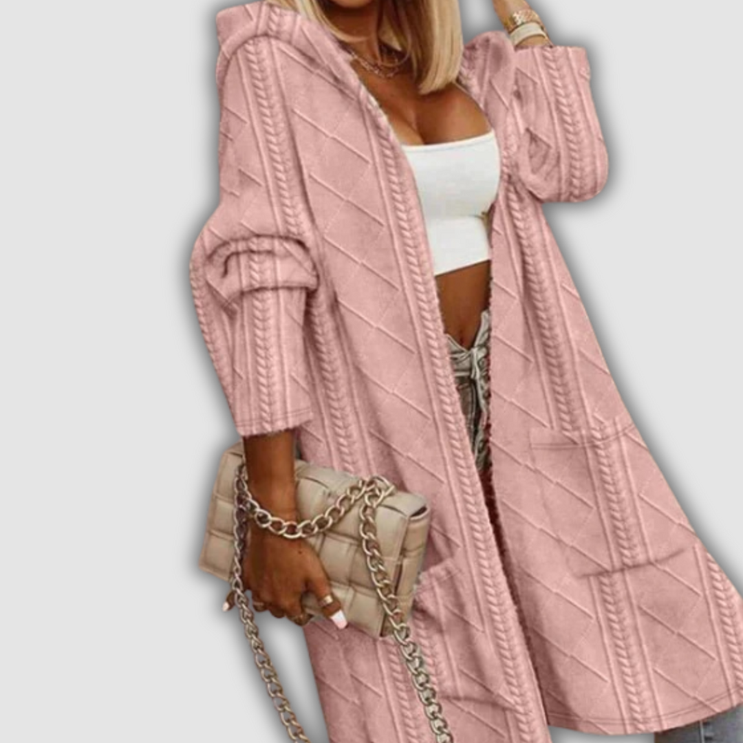 Emma - Langer Strickcardigan mit Kapuze