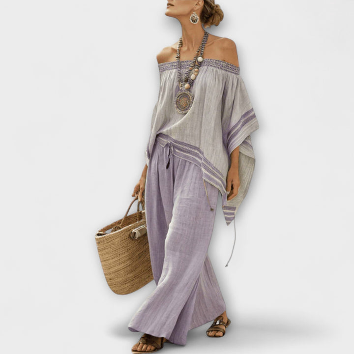 Elara - 2-Teiliges Boho Bardot Luftiges Set