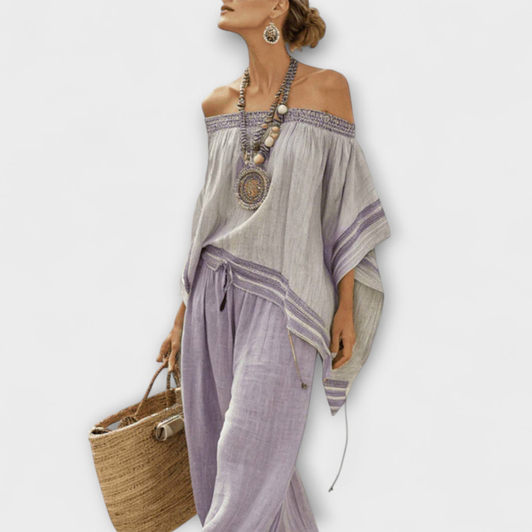 Elara - 2-Teiliges Boho Bardot Luftiges Set