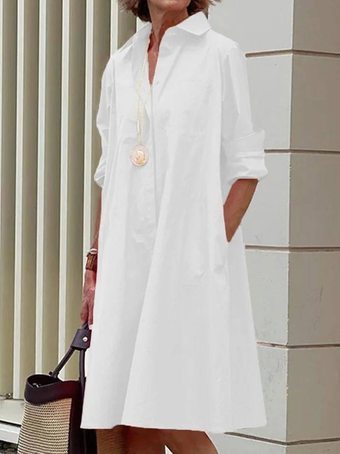 Ursel - Modernes Hemdkleid mit Kragen und Dreiviertel-Ärmeln