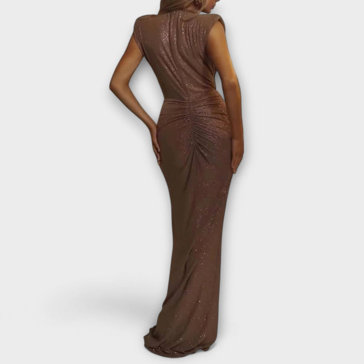 Brigitta - Maxikleid mit tiefem V-Ausschnitt