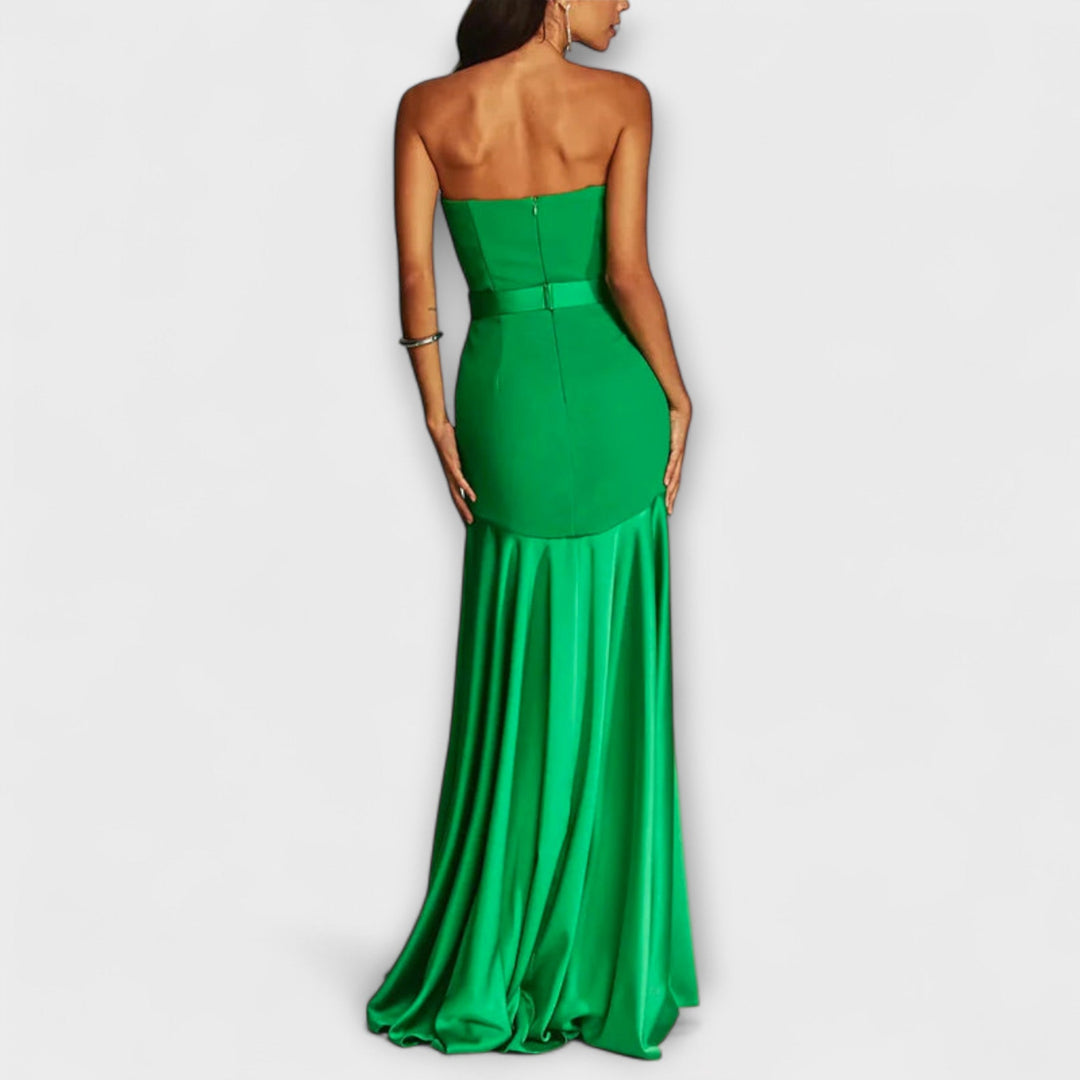 Christa - Schulterfreies Maxikleid mit V-Ausschnitt