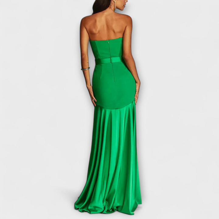 Christa - Schulterfreies Maxikleid mit V-Ausschnitt
