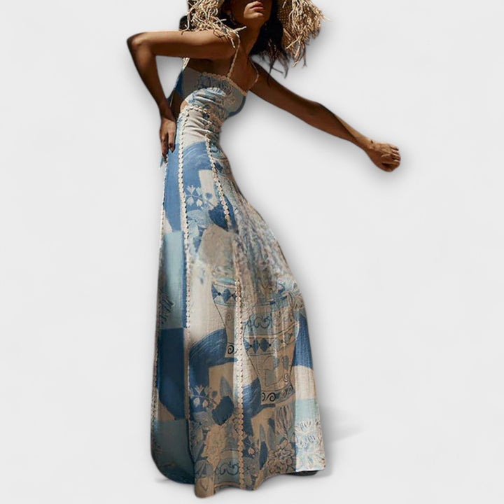 Julia - Slip Flared Leinen Maxikleid