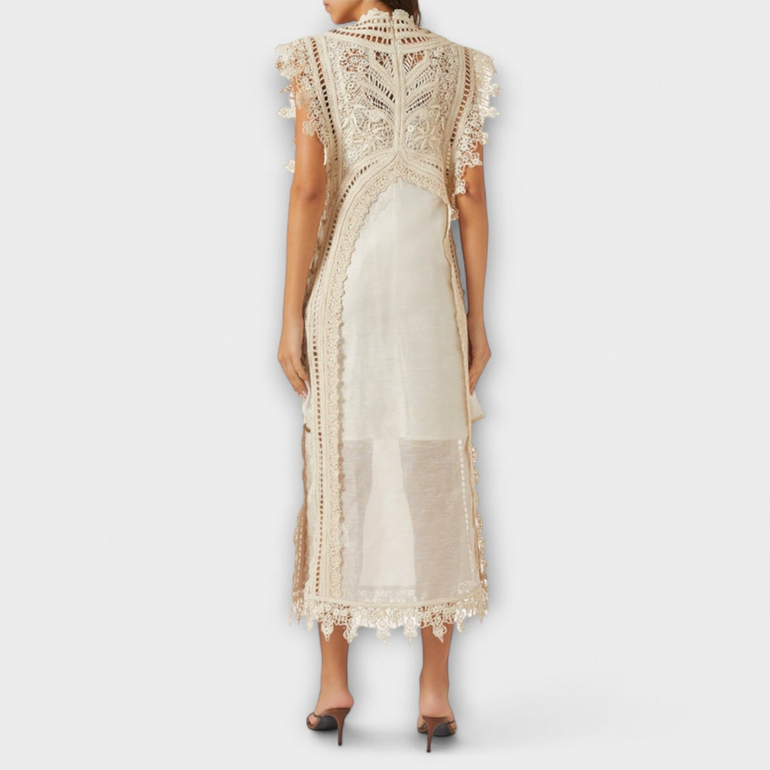 Leonie - Gewebtes Hohles Organza Maxikleid
