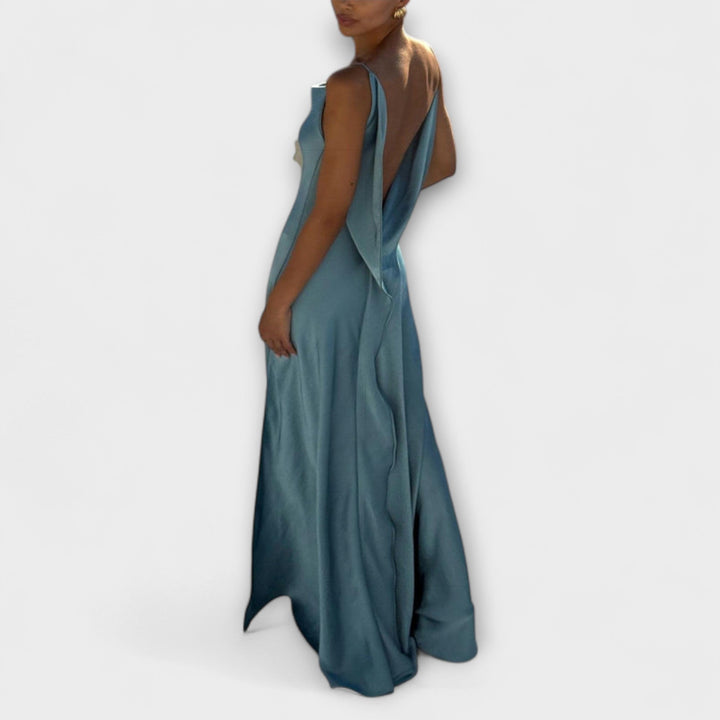 Susi - Schickes Satin-Maxikleid mit hohem Schlitz