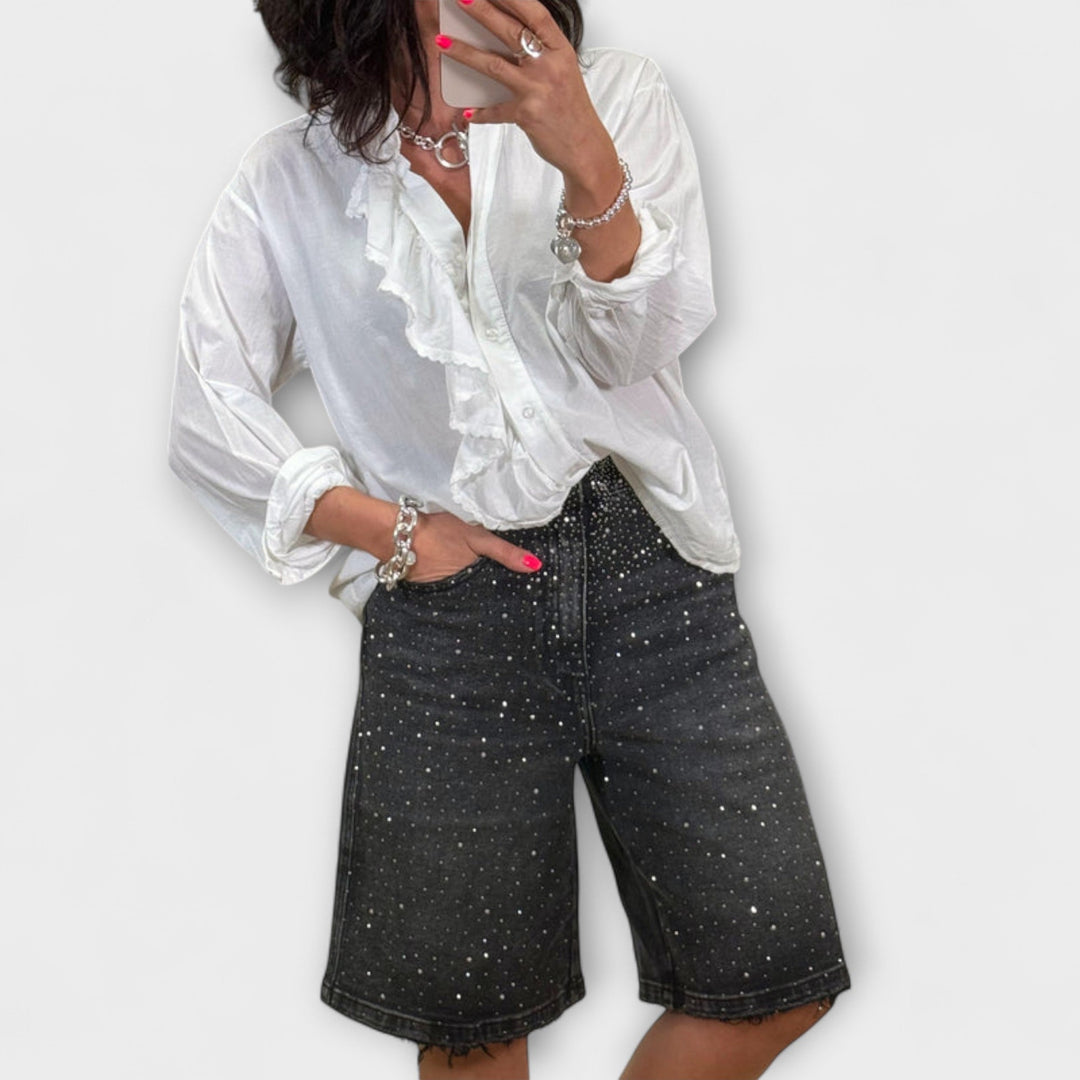 Elina – Bermudashorts Mit Glitzernden Strassdetails