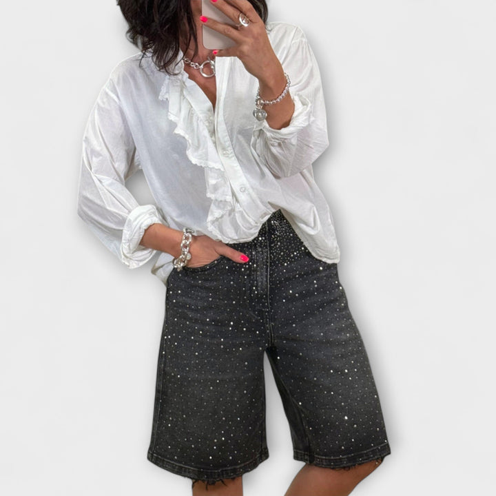 Elina – Bermudashorts Mit Glitzernden Strassdetails