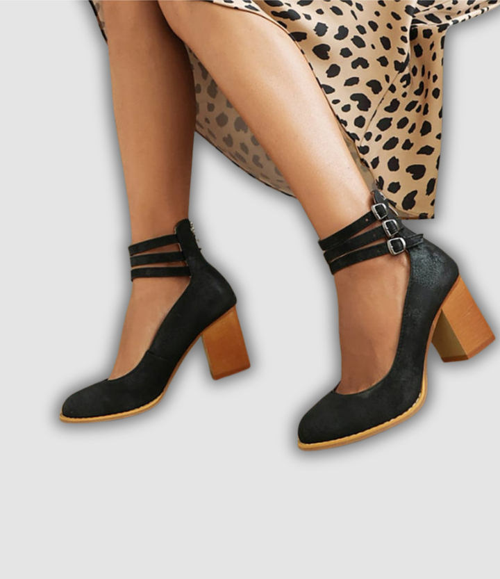 Friderun - Absatzschuhe mit drei Schnallen