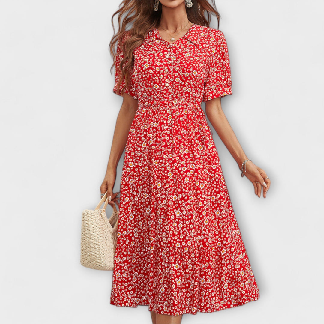 Käthe - Kleid mit Rundhalsausschnitt und Blumenmuster