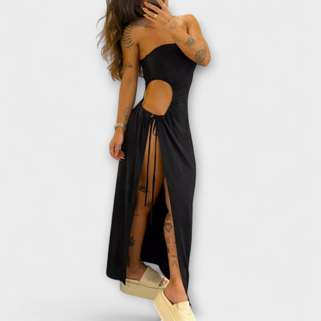 Dorle - Bandeau-Tie Bodysuit-Kleid mit Seitenschlitzen