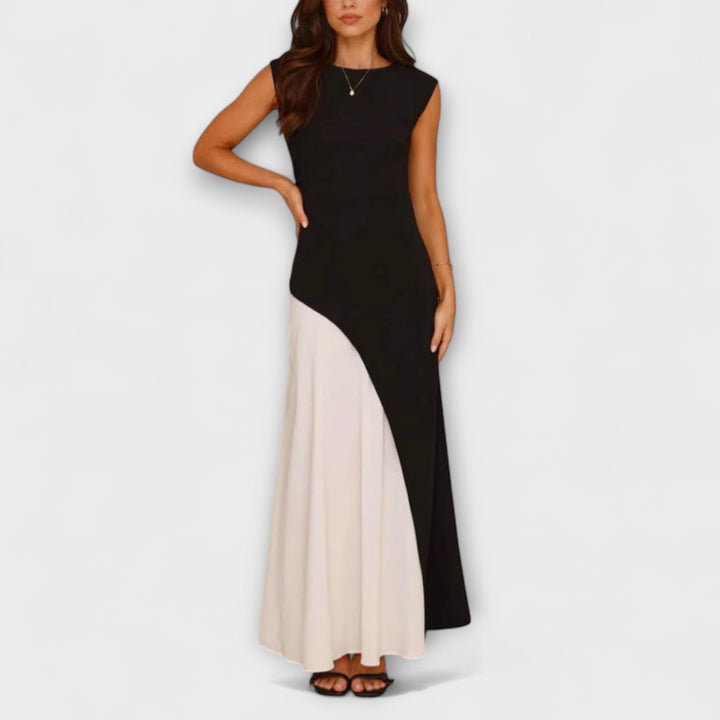 Annelie - Monochrome Farbblock Taillenkleid